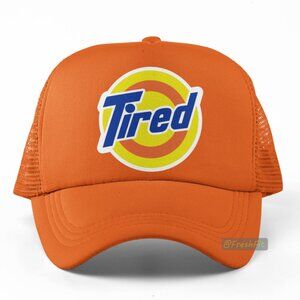 🆕Tired Tide Circle Orange Foam Trucker Hat Mesh Snapback Cap